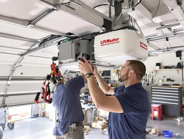 Town 'n' Country Garage Door Repair technician performing advanced diagnostics on garage opener in Town 'n' Country