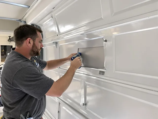 Garage door panel repair by Town 'n' Country Garage Door Repair in Town 'n' Country
