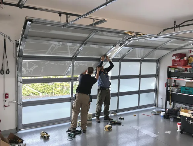 Town 'n' Country Garage Door Repair expert performing precise panel replacement on Town 'n' Country garage door
